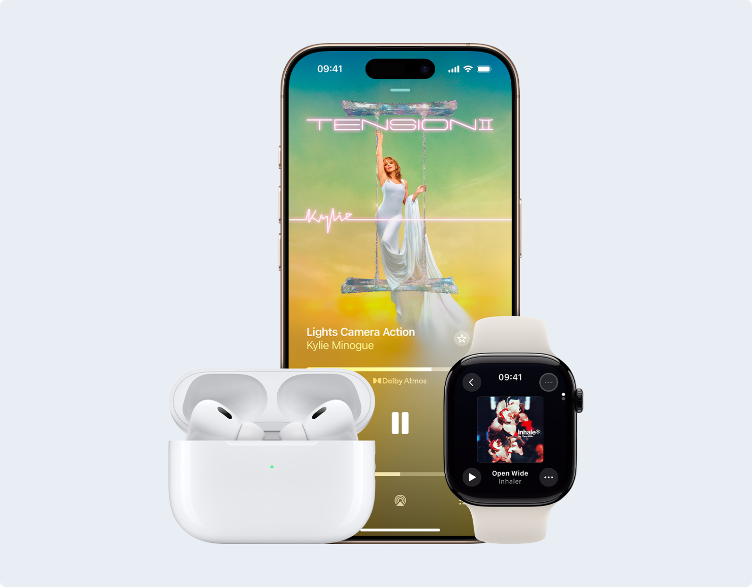 Apple products including Iphone, Apple watch and Airpods